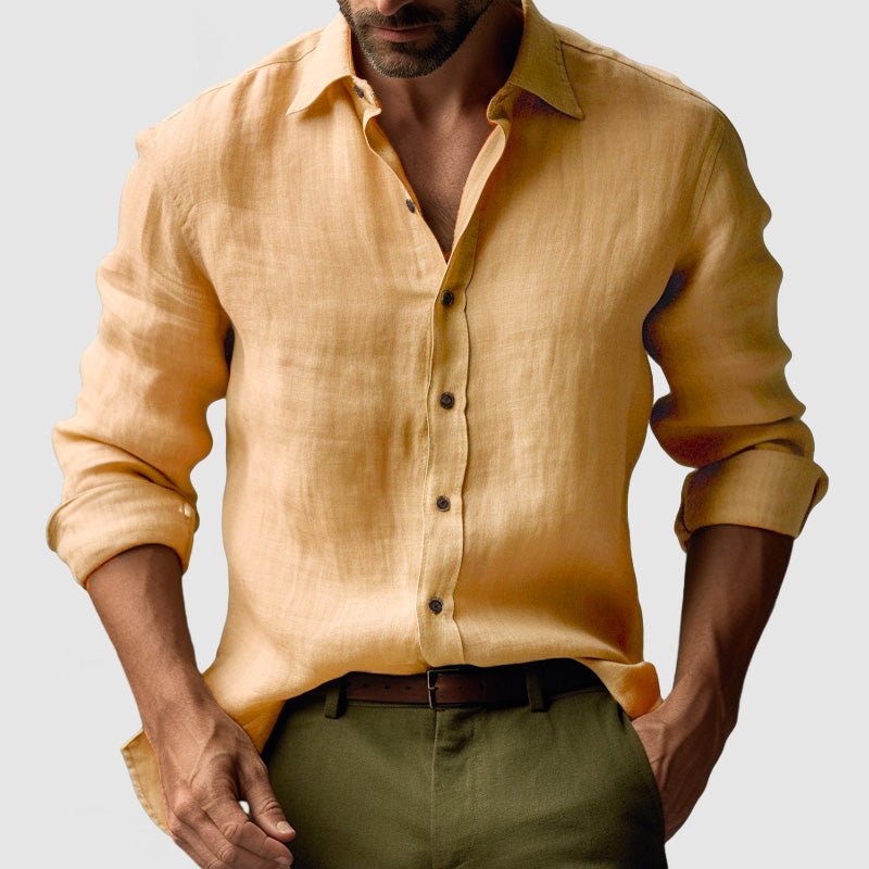 Camicia in Lino Vintage a Maniche Lunghe